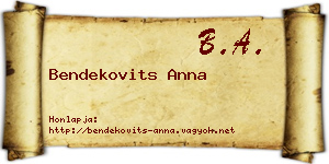 Bendekovits Anna névjegykártya